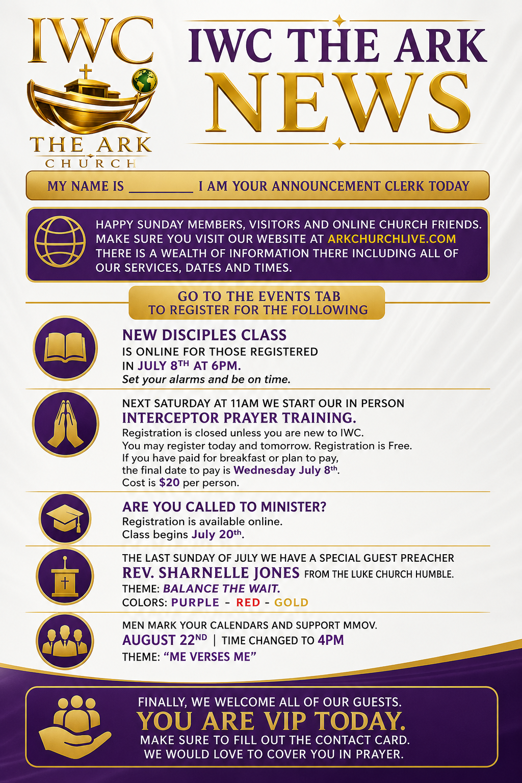 IWC The ARK News — weekly bulletin